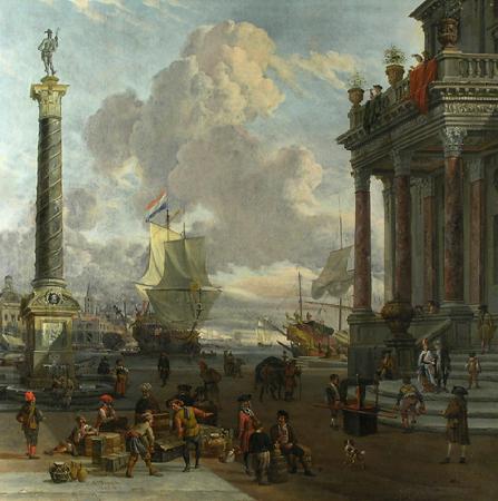 Abraham Storck Southern harbour scene with merchants China oil painting art
